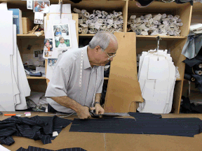 Master tailor Mike Vonella works on a suit at his shop Vonella Custom Clothing in Windsor on Friday, August 9, 2013. Vonella is interested in training those who would want to take up the profession.   (TYLER BROWNBRIDGE/The Windsor Star)