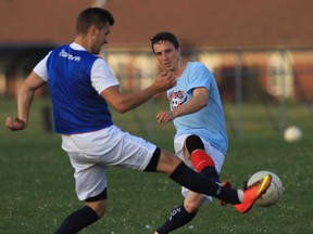 Windsor's Michael Watson, right, has return from an injury and will be in the lineup when the Stars host London City Friday night. (JASON KRYK/The Windsor Star)