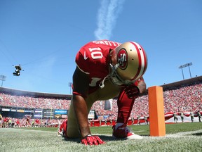 Kyle Williams #10 of the San Francisco 49ers on the sidelines prior to their game against the Green Bay Packers at Candlestick Park on September 8, 2013 in San Francisco, California.  (Photo by Jeff Gross/Getty Images)