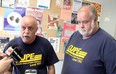 CUPE Local 1001 president Dave Montgomery, left, and CUPE Local 1393 president Dean Roy talk to the media after CUPE Local 1001voted to ratify a tentative deal at the University of Windsor Sunday, September 22, 2013. (JOEL BOYCE/The Windsor Star)