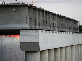 Girders are seen lying horizontally in the construction of a tunnel on the Herb Gray Parkway west of Todd Lane in this 2013 file photo.  (Windsor Star files)