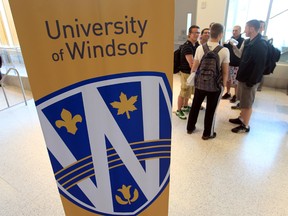 The University of Windsor new corporate logo is displayed on June 5, 2013.  (JASON KRYK/The Windsor Star)