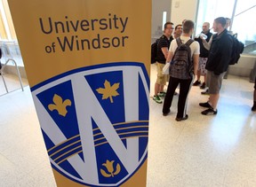 The University of Windsor new corporate logo is displayed on June 5, 2013.  (JASON KRYK/The Windsor Star)