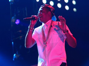 Jay-Z performs during the Legends of the Summer tour at Yankee Stadium on July 19, 2013 in New York, United States.  (Photo by Kevin Mazur/Getty Images)