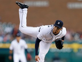 Detroit's Anibal Sanchez throws a first-inning pitch against the Seattle Mariners at Comerica Park Tuesday. (Photo by Gregory Shamus/Getty Images)