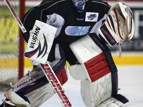 Spits goalie John Cullen practises at the WFCU Centre in 2011.  (DAX MELMER/The Windsor Star)