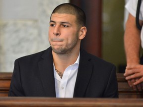 Former New England Patriot football player Aaron Hernandez is seen in this file photo. (Josh Reynolds/AP)