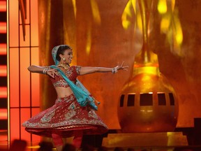 Miss America 2014 contestant Miss New York Nina Davuluri performs in the talent portion of the 2014 Miss America Competition at Boardwalk Hall Arena on September 15, 2013 in Atlantic City, New Jersey. (Photo by Michael Loccisano/Getty Images)