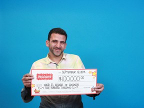 Windsor’s Nasri El Achkar is $100,000 richer after playing the Instant 20X Lucky lottery game.