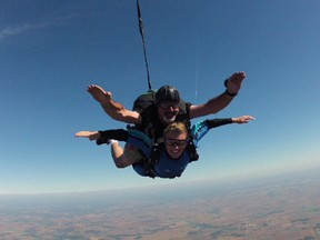 Dylan Kristy skydives.