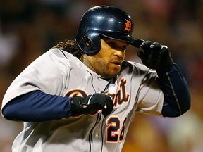 Detroit's Prince Fielder runs around first base after hitting a two-run homer in the third inning against the Boston Red Sox at Fenway Park Wednesday. (Photo by Jared Wickerham/Getty Images)