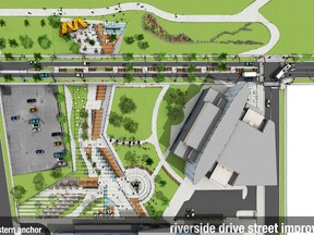 Concept drawings of a pedestrian underpass west of the Art Gallery of Windsor are pictured in this handout photo. (Architecturra Inc./The Windsor Star)