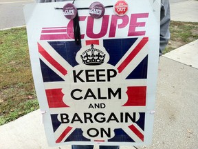 A CUPE picketer's sign.