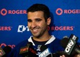 Maple Leafs forward Nazem Kadri laughs as he speaks to the media during the opening day of training camp in Toronto on Wednesday, Sept. 11, 2013. THE CANADIAN PRESS/Nathan Denette