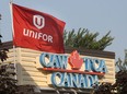 The CAW sign on the local 444 building came down for good Tuesday, Sept. 10, being replaced with the newly formed Unifor sign. The CAW sign which has been on the Turner Rd. building for 28 years is shown. (DAN JANISSE/The Windsor Star)