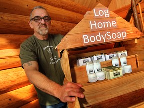 TYLER BROWNBRIDGE/The Windsor Star
Kelly Flaming, shown at  his home near Windsor, is the man behind Log Home Body Soaps.