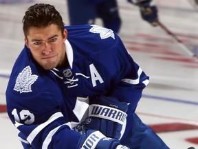 Toronto's Joffrey Lupul warms up before the home opener against the Ottawa Senators at the Air Canada Centre. (Photo by Abelimages/Getty Images)