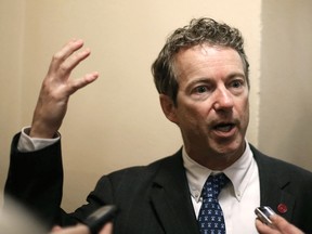 U.S. Republican Sen. Rand Paul  talks to reporters at the U.S. Capitol, October 8, 2013 in Washington, DC. Democrats and Republicans are still at a stalemate on funding for the federal government during the shutdown.  (Mark Wilson/Getty Images)