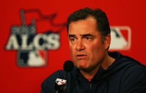Red Sox manager John Farrell talks to the media prior to Game 5 of the American League Championship Series against the Detroit Tigers at Comerica Park. (Photo by Ronald Martinez/Getty Images)