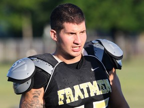 AKO's Anthony McDonald takes a break during practice. (DAN JANISSE/The Windsor Star)