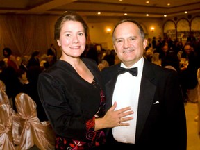 Chris Shapardanov and his wife Lianne Shapardanov attend a gala at the St. Nicholas Macedonian Community Centre in Windsor, Ont. Saturday, Oct. 5, 2013. The gala honoured Windsor-born Shapardanov, former Canadian ambassador to Finland, with the heritage public service award. (JOEL BOYCE/The Windsor Star)