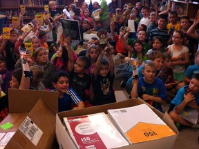 Students at Gosfield North Public School in Kingsville, donated school supplies to kids in Afghanistan. (Handout)