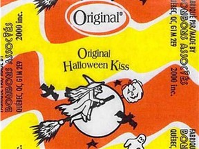 A wrapper of Original brand Original Halloween Kiss Candies is shown in a handout photo, released on Thursday October 3, 2013. (THE CANADIAN PRESS/HO, Canadian Food Inspection Agency)