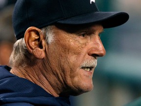 Tigers manager Jim Leyland watches the game against the Seattle Mariners at Comerica Park. (Photo by Duane Burleson/Getty Images)