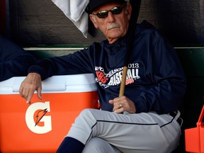Tigers manager Jim Leyland looks on in the dugout prior to Game 1 of the American League Division Series against the Oakland Athletics at O.co Coliseum in Oakland. (Photo by Thearon W. Henderson/Getty Images)