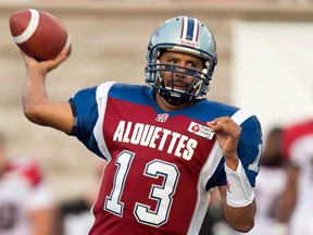 Montreal quarterback Anthony Calvillo will not play again this season.
(THE CANADIAN PRESS/Paul Chiasson)