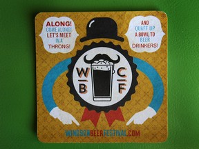 A drink coaster promoting the upcoming Windsor Craft Beer Festival is shown. (DAN JANISSE/The Windsor Star)