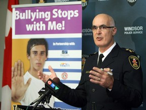 Windsor police Chief Al Frederick speaks during a press conference to announce the new anti bullying campaign at Windsor Police Headquarters in Windsor on Wednesday, October 9, 2013.              (TYLER BROWNBRIDGE/The Windsor Star)