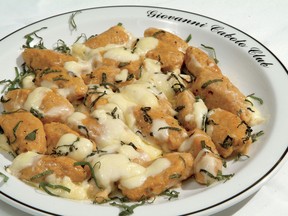 The recipe for this gnocchi dish is contained in Cooking with Giovanni Caboto, by the Caboto Club of Windsor. The book is selling well worldwide.