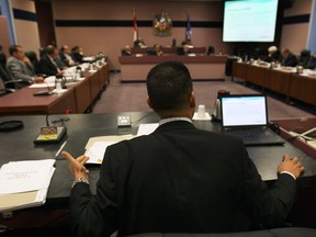 Who will sit in the Mayor's chair next? Windsor mayor Eddie Francis address Windsor city council Monday, Oct.7, 2013, from the delegates seat pitching a diving event for the city.  (DAN JANISSE/The Windsor Star)