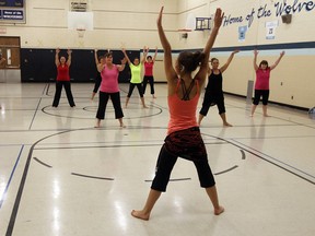 Jennifer Nardone leads a polynesian dance class at Oakwood Community Centre in Windsor recently.  (TYLER BROWNBRIDGE / The Windsor Star)