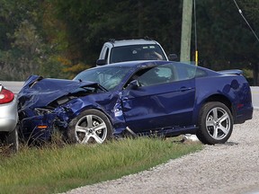 The OPP investigated a fatal crash Friday, Oct. 4, 2013, on County Rd. 46 in front of the Tilbury Golf Course. The two vehicles involved are shown.  (DAN JANISSE/The Windsor Star)