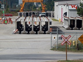 Girders used for the Herb Gray Parkway project are stored at a facility at Russell Street and Chappell Avenue in Windsor, Ont. on Friday, Oct. 4, 2013.  (DAX MELMER/The Windsor Star)