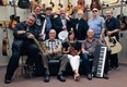 Windsor-Essex Musician's Hall of Fame inductees for 2013: Seated, left to right:  Kim Kelly, Gil Grossutti, Crystal Gage, Bob Gabriele. Standing, left to right: Dale D'Amore, Scott Hughes, Ron McMinn, Wayne Durant, Roy Lesperance, Denis Bastarache. Also being inducted is the late Blake Beard.