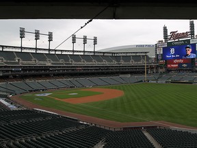 In this file photo, the scoreboard displays a message for the Detroit Tigers manager Jim Leyland after he announced he will be stepping down as the team manager at a press conference at Comerica Park in Detroit on Monday, October 21, 2013. Leyland will be taking a yet to be determine position with the organization.         (TYLER BROWNBRIDGE/The Windsor Star)