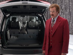 This undated photo provided by Chrysler shows Will Ferrell as the 'Anchorman' character Ron Burgundy as part of the new 2014 Dodge Durango advertisement. Ferrell's character will help call curling action for TSN on Sunday, Dec. 1, 2013.
(Courtesy of Chrysler)