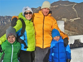 Andy Vasily, wife Neica, and sons Eli and Tai are pictured in Nanjing, China. (Courtesy of Andy Vasily)