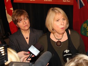 Files: Teresa Piruzza, left, MPP Windsor West,  and Deb Matthews, Minister of Health and Long-Term Care speak to reporters following a Chamber of Commerce luncheon held at the Caboto Club of Windsor on February 3, 2012. (NICK BRANCACCIO/The Windsor Star)