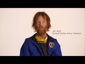 Homeless U.S. Army veteran Jim wolf has battled alcoholism for many years. (Youtube screen shot)