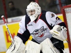 Windsor goalie Alex Fotinos was named OHL player of the week Monday. (JOEL BOYCE/The Windsor Star)