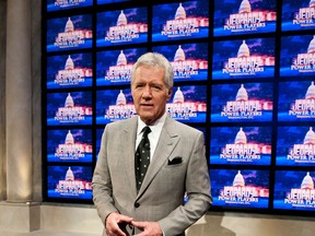 Jeopardy! host and University of Ottawa graduate Alex Trebek, shown in a file photo, was visibly disappointed Monday night, Nov. 18, 2013, when the panel was unable to identify a photo of Canadian Prime Minister Stephen Harper. (Photo by Kris Connor/Getty Images)
