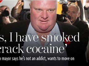 Toronto Mayor Rob Ford admitted to Toronto reporters Tuesday morning, Nov. 5, 2013, he has smoked crack cocaine. (Mark Blinch, The Canadian Press)