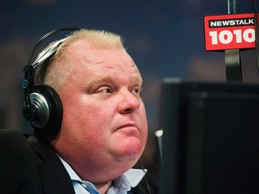 Toronto Mayor Rob Ford appears on a radio show in Toronto, Sunday November 3, 2013. (THE CANADIAN PRESS/Mark Blinch)