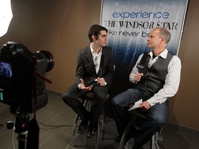 Breaking Bad's RJ Mitte talks with Windsor Star reporter Craig Pearson at the News Cafe in Windsor on Wednesday, November 13, 2013. (TYLER BROWNBRIDGE/The Windsor Star)
