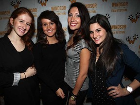 Sharday Poisson, left, Christina Longo, Megan Marcuzzi and Hilary Pontini enjoy the WIFF Opening Night Gala at The City Grill in Windsor, Ont., following the showing of film Gabrielle, Tuesday November 5 , 2013. (NICK BRANCACCIO/The Windsor Star)