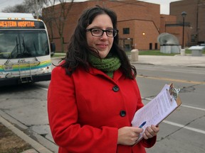 Sarah Morris, 23, has a petition to add more buses on busy Transit Windsor routes like 1C, Friday November 22, 2013.  (NICK BRANCACCIO/The Windsor Star)